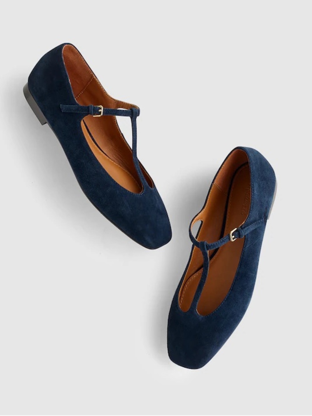 Madewell The Mylie T-Strap Flat in Deep Indigo Blue Suede Size 6
